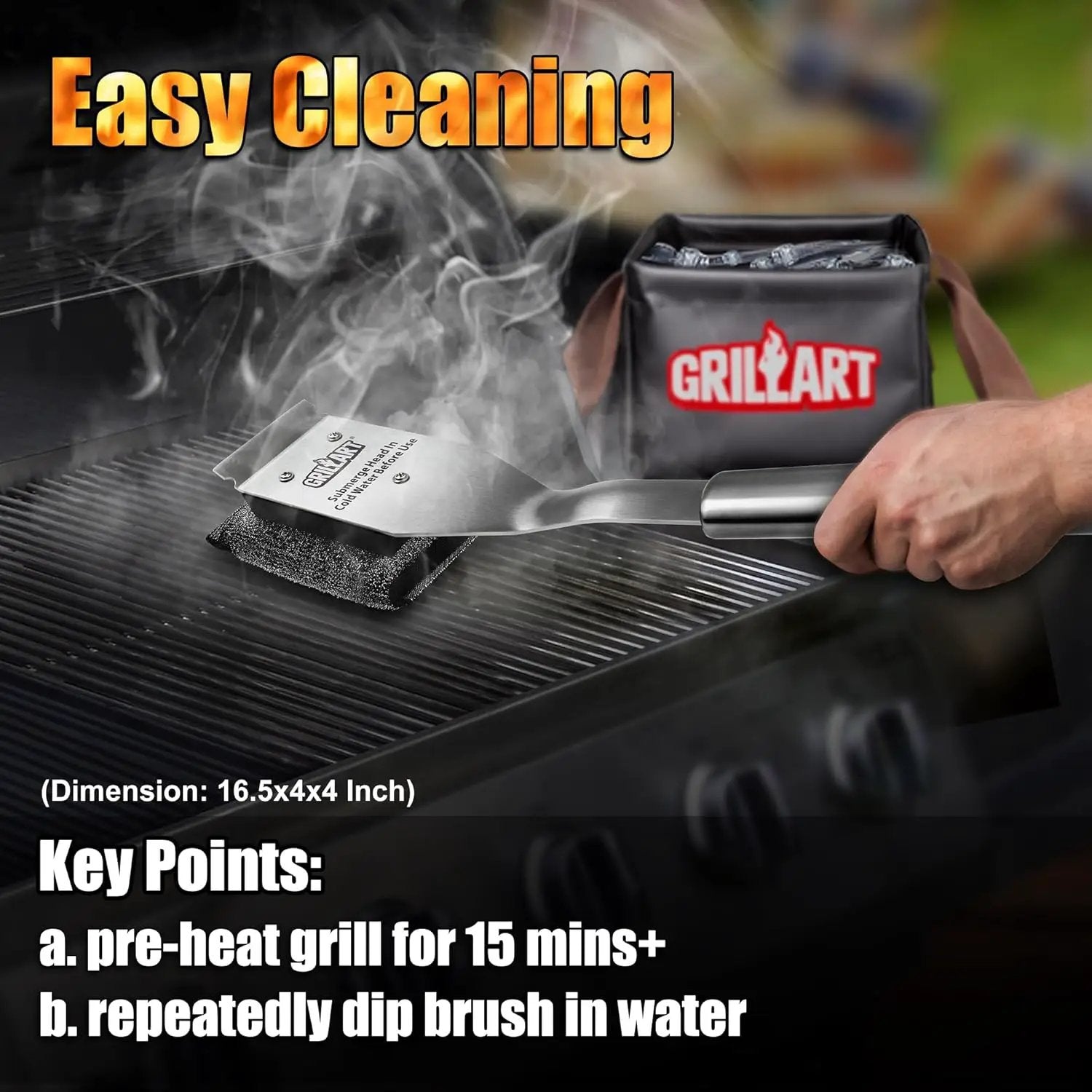 GRILLART Grill Brush Bristle Free, Safe Grill Brush for Outdoor Grill, SteamWizards BBQ Grill Cleaning Brush Kit, Replaceable Head Grill Scraper Tool, Grill Cleaner BBQ Accessories, Gifts for Men/Dad by GreenHaven Gardens