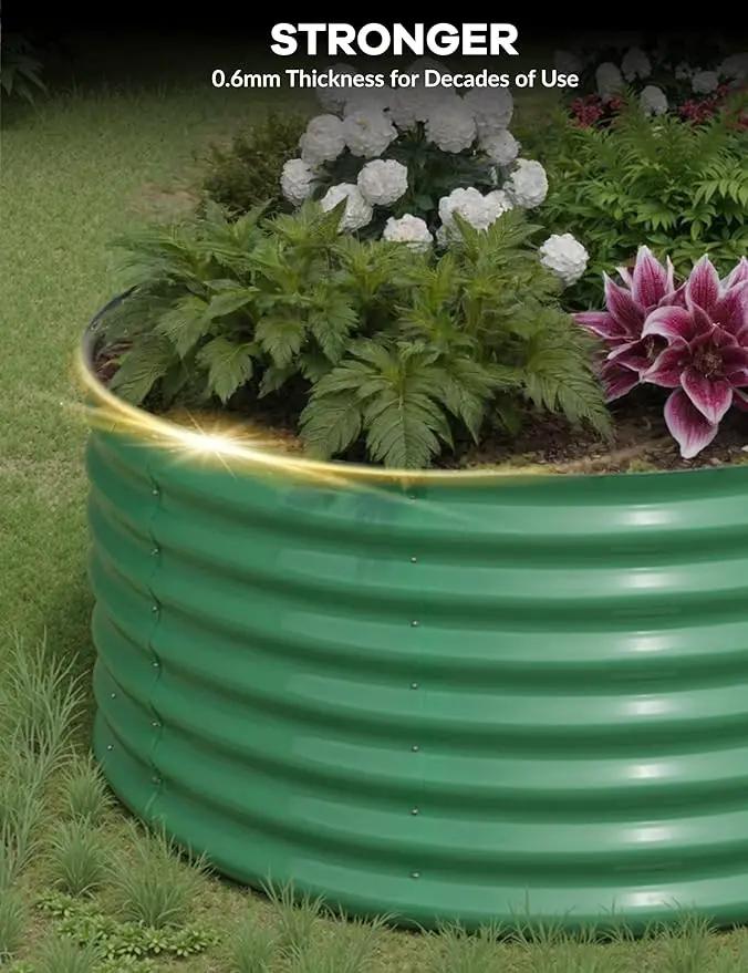 2 Pcs Raised Garden Beds Outdoor 8x4x1.5ft - Galvanized Steel Planter Box for Vegetables, Flowers, Rust-Resistant Garden Box, Easy Assembly Raised Beds, Durable Planters for Outdoor Plants, Green by GreenHaven Gardens