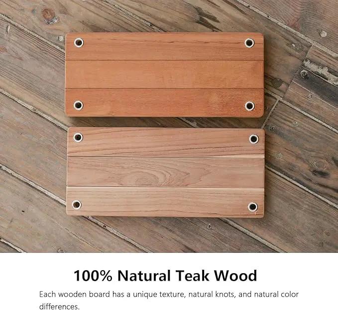 Teak Wood Swing 16.6"x7.5" - Outdoor Wooden Tree Swing Seat for Adults & Kids, Backyard Wood Swings with Height Adjustable Design by GreenHaven Gardens