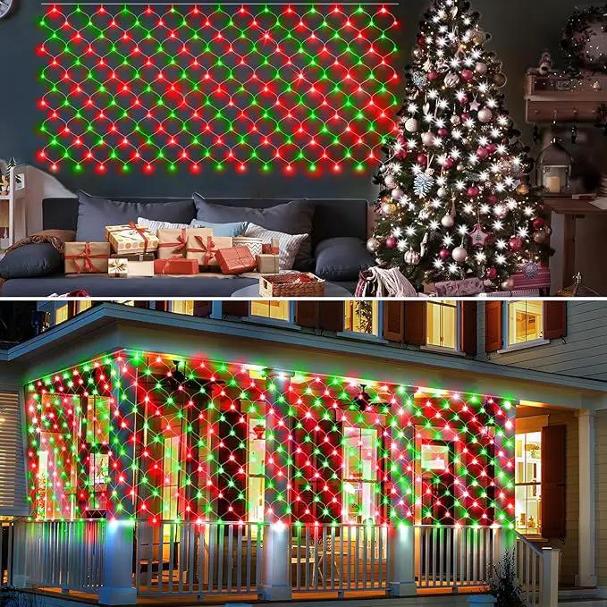 KNONEW Christmas Net Lights 360 LEDs 13ft x 9.8ft Outdoor Mesh Lights Connectable Waterproof 8 Modes & Timer Plug-in Net Fairy Lights for Bushes Garden Party Wedding Holiday,Red and Green by GreenHaven Gardens