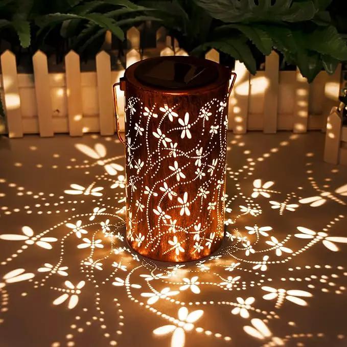 Mothers Day Gifts,Solar Lanterns Outdoor Hanging Lantern Lights, Dragonfly Hollowed-Out Metal Decor Lantern, Waterproof LED Decorative Garden Light - Delicate Garden Decoration for Patio, Yard by GreenHaven Gardens