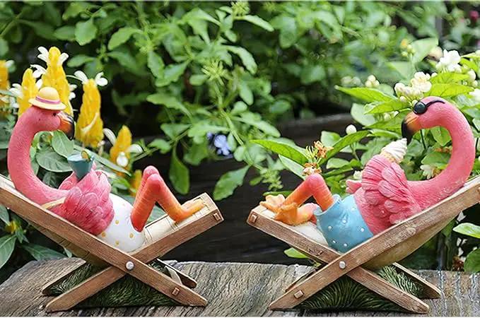 MUAMAX Pink Flamingo Garden Statues Flamingo Ornaments Small Flamingo Statue Summer Tropical Coastal Desk Decor Yard Art Ornament Housewarming Gifts Outdoor Patio Lawn Decorations by GreenHaven Gardens