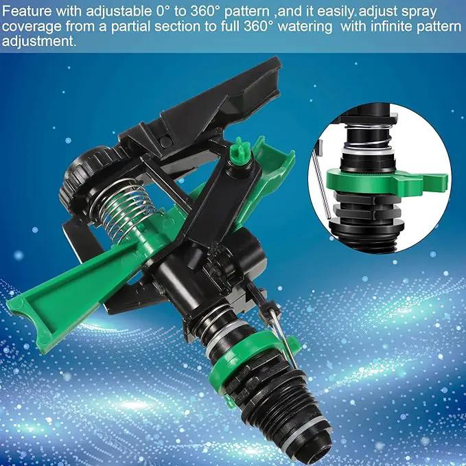 1/2 Inch Plastic Impact Sprinklers Heads Adjustable 0-360 Degree Pulsating Oscillating Watering Sprinkler Head for Garden Law Grass Yard Irrigation Supplies (4 Pieces) by GreenHaven Gardens