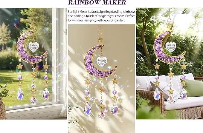 Best Friend Birthday Gifts for Women Unique, for Friends Female, Long Distance Friendship Gifts for Women BFF Bestie Sister Gifts, Moon Crystal Suncatcher for Window Hanging Decor by GreenHaven Gardens