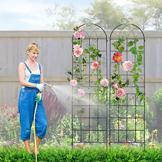 4 Pack Metal Garden Trellis 86.2x19.7inch for Climbing Plants,Rustproof Sturdy Black Steel Trellis Plants Support Outdoor for Outdoor Roses Vine Cucumbers Vegetables Flower Support by GreenHaven Gardens