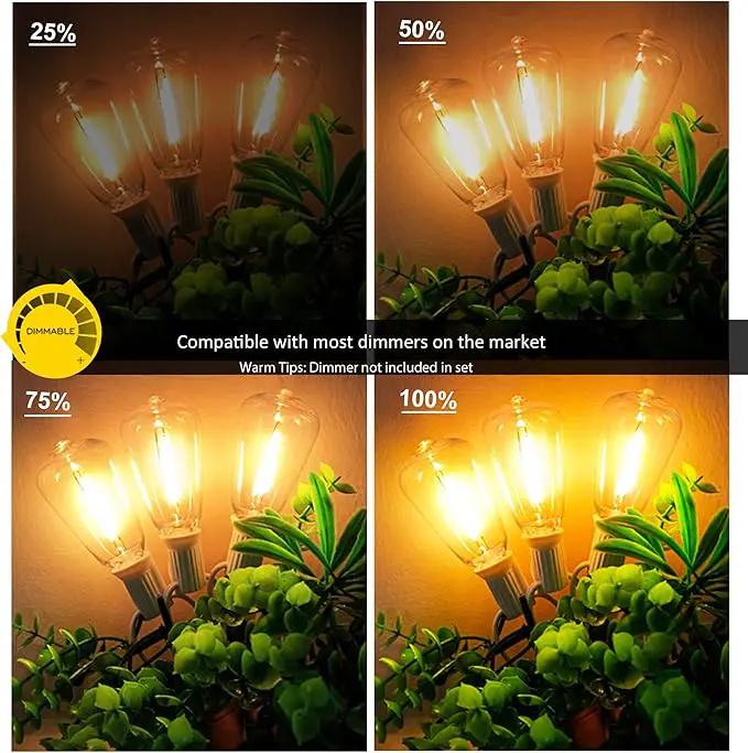 DAMAING LED Outdoor String Lights 100FT Patio Lights with 52 Shatterproof Edison Bulbs,Dimmable Hanging Lights,Waterproof String Lights for Outside Wedding,Bistro,Porch,Backyard,2200K by GreenHaven Gardens