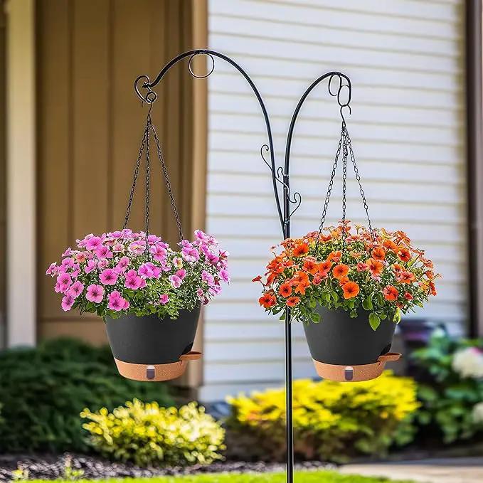 10 Inch Hanging Planters for Indoor Plants, 2 Pack Self Watering Hanging Baskets Flower Pots with Drainage Hole, Visual Reservoir & 2 Kinds of Plant Hanger for Outdoor Garden Home Decor by GreenHaven Gardens