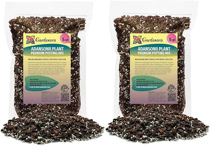 Monstera Adansonii Premium Soil Blend - 10 QT - Promote Aeration, Drainage & Nutrient Retention - (2 Bags of 5 Quart) by GreenHaven Gardens