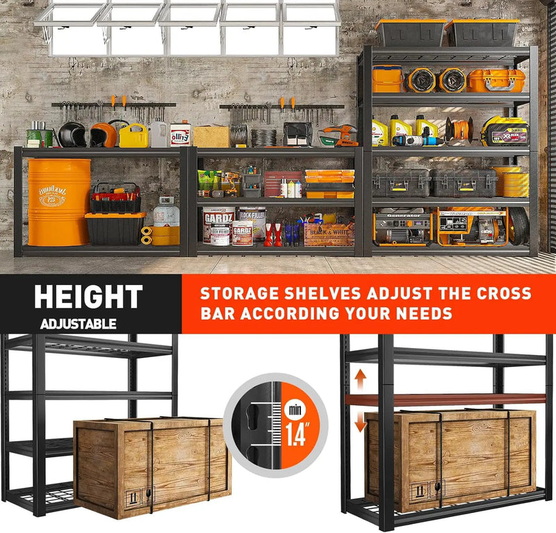 REIBII 48.2''W Garage Shelving Heavy Duty Metal Shelving 3000LBS Storage Shelves Adjustable Metal Shelves Industrial Garage Shelf for Warehouse Basement 48.2 "W x 24.2" D x 72.2 "H by GreenHaven Gardens