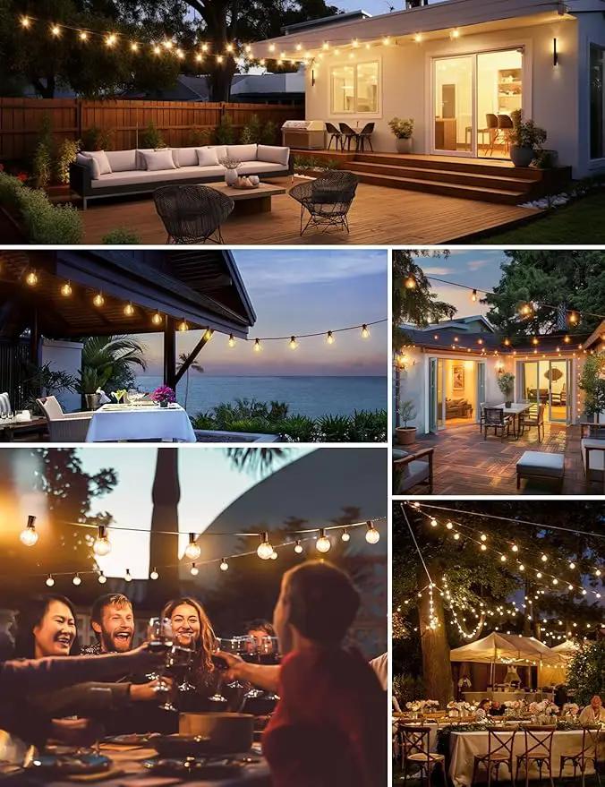 RTTY Outdoor String Lights 50 FT Globe LED Patio Lights with G40 Plastic Bulbs,Waterproof Shatterproof Dimmable Connectable Hanging for Backyard Porch Balcony Party Cafe Deck Decor by GreenHaven Gardens