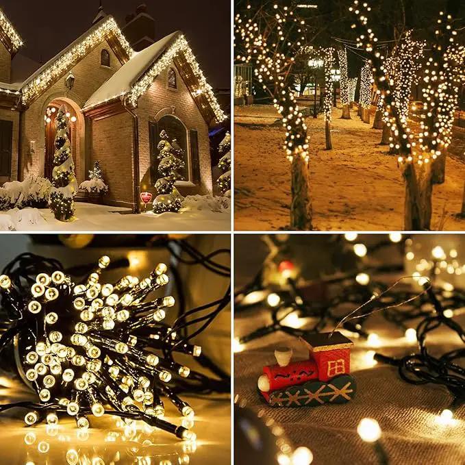 Solar String Lights Outdoor Waterproof: 50ft 100LED Solar String Lights Outdoor - Solar Powered Twinkle Fairy Tree Light with 8 Lighting Mode for Patio, Garden,Courtyards,Trees(Warm White) by GreenHaven Gardens