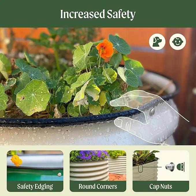 Vego garden Raised Garden Bed Kits, 17" Tall 9 in 1 8ft X 2ft Metal Raised Planter Bed for Vegetables Flowers Ground Planter Box-Pearl White by GreenHaven Gardens