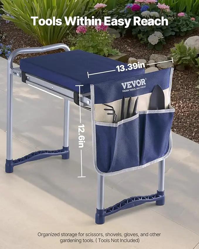 VEVOR Large Folding Garden Kneeler and Seat Heavy Duty, Widened 10" EVA Foam Pad, Portable Garden Stool with Tool Bags, Gardening Bench to Relieve Knee & Back Pain, Gifts for Seniors, Women, Parents by GreenHaven Gardens