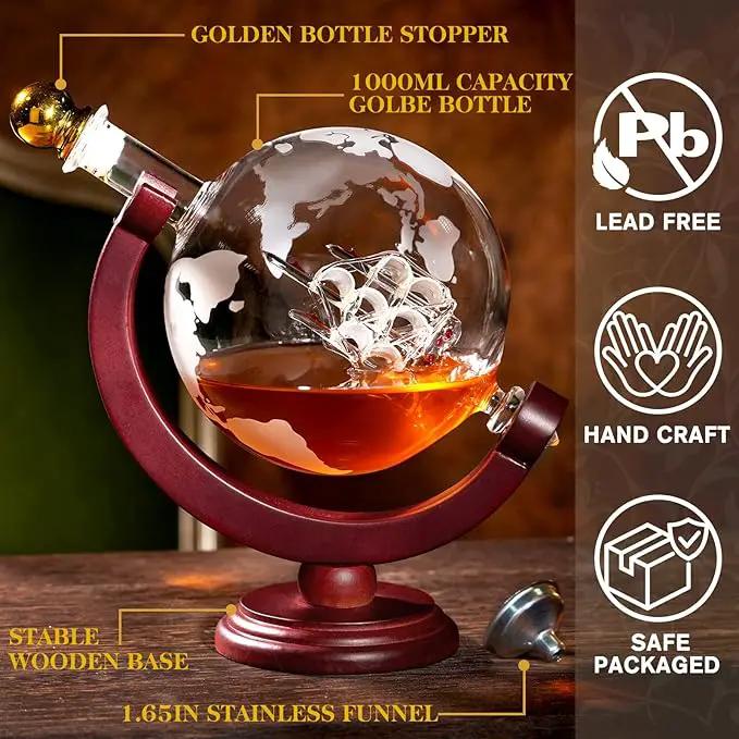 PONPUR Whiskey Globe Decanter, Gifts for Men Dad Father's Day, Anniversary Birthday Gift for Him Husband Boyfriend Grandpa, Unique Housewarming Presents Whisky Bourbon Decanter, 1000ml by GreenHaven Gardens