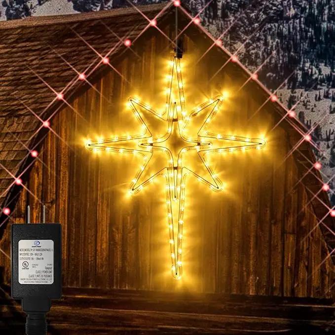 22" Bethlehem Star Outdoor Christmas Lights 90 LEDs Christmas Tree Lights Hanging Lights Mains Powered Polaris Christmas Decorations,Star of Bethlehem Lights for New Year Holiday Wedding Party Decor by GreenHaven Gardens