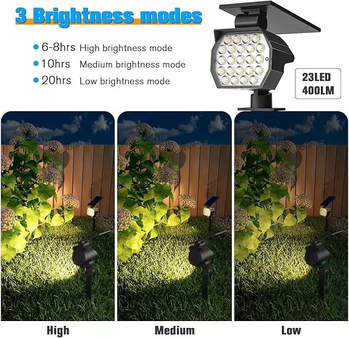 NIORSUN Solar Spot Lights Outdoor,23 LEDs Landscape Lighting with Auto On/Off and 3 Lighting Modes, IP67 Waterproof Spotlights,Outdoor Solar Lights for Yard Garden,12 Pack(Warm White) by GreenHaven Gardens