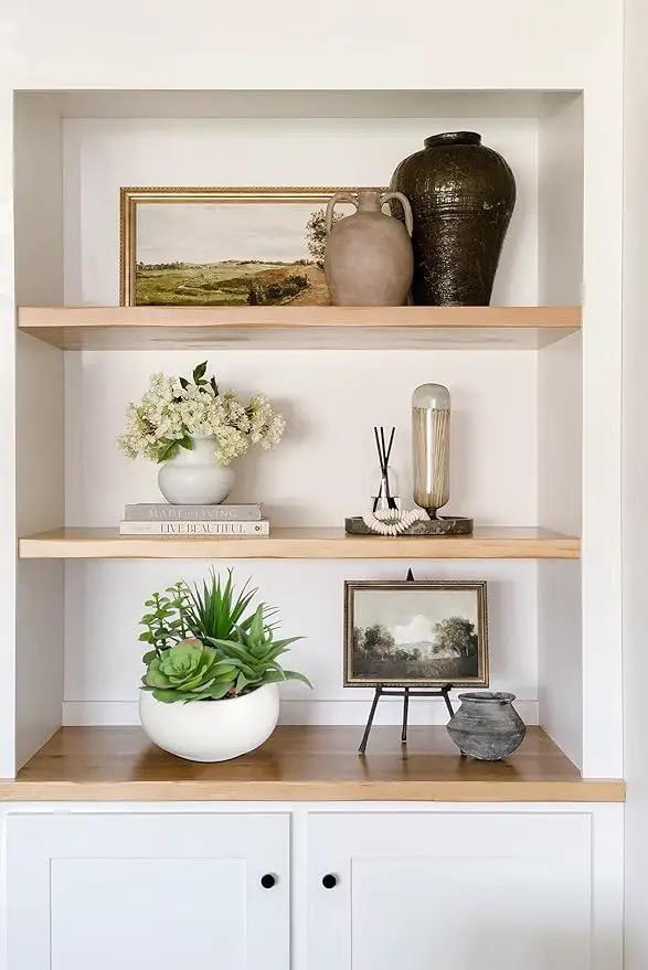 Fake Plants Artificial Succulents in Pots Faux Succulent Arrangement Potted Plant with White Ceramic Pot for Home Decor Modern Office Desk Bathroom Shelf Living Room Indoor Decoration by GreenHaven Gardens