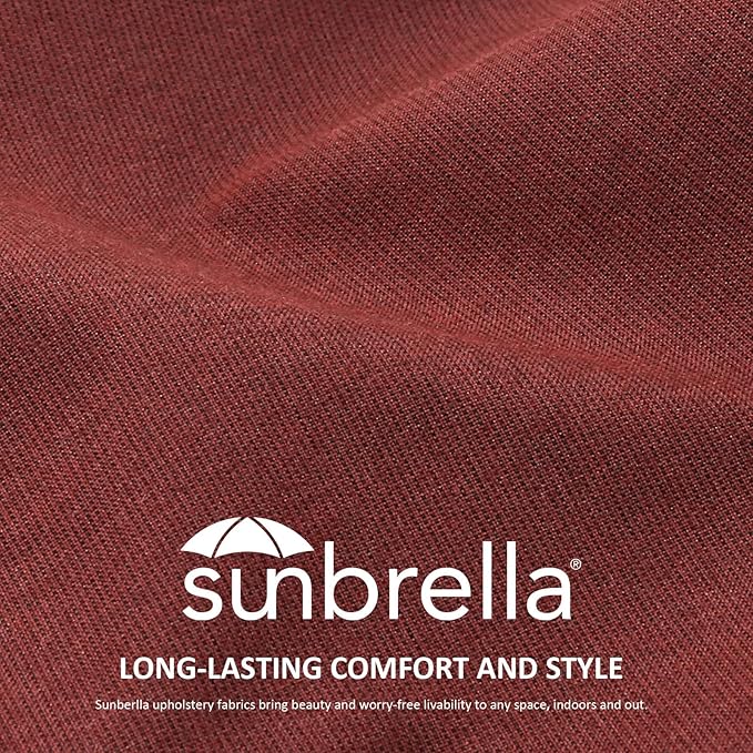 Sunbrella Square Corner Seat Cushions, 19" x 19" x 3", Set of 4, Indoor Outdoor Water Repellent Universal Chair Pads with Ties for Patio Furniture, Garden Dining Chairs, Spectrum Brick by GreenHaven Gardens