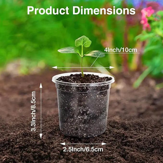 Bonviee Clear Nursery Pots for Plants, 4 Inch Plastic Seedling Pots with Drainage Holes, Planters for Indoor Plants and Small Seed Starters, High Transparency Flower Pots with 20 Plant Labels, 60 Pack by GreenHaven Gardens