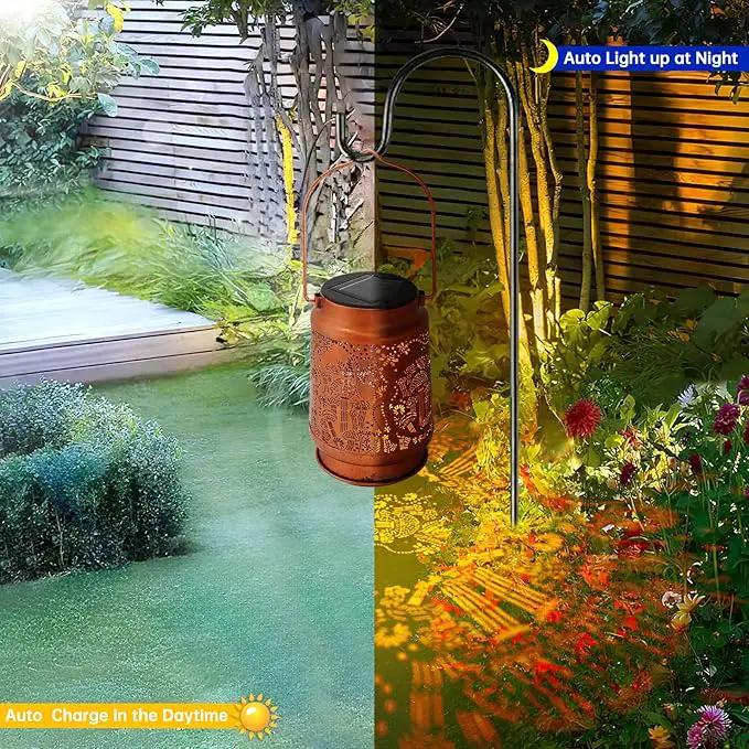 Solar Lanterns Outdoor Waterproof - Metal Hanging Solar Lights for Patio Yard Garden Decor, Christmas Birthday Gifts for Women Mom Men (1 Pack, Mushroom Shape)