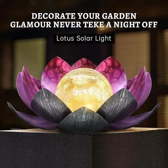 Solar Light Outdoor, Metal Glass Decorative Waterproof Garden Light LED Solar Flower Lights for Patio, Lawn,Walkway,Tabletop,Ground (Purple) by GreenHaven Gardens