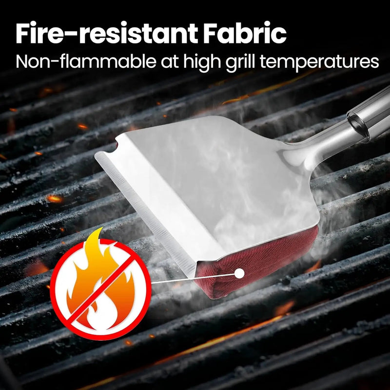 Stainless Steel Grill Brush Cleaning Kit, Grilling Accessories, Interchangeable BBQ Brush & Griddle Scraper with Fire-Resistant Cleaning Sponge, Dishwasher Safe Grill Cleaner, BBQ Accessories by GreenHaven Gardens