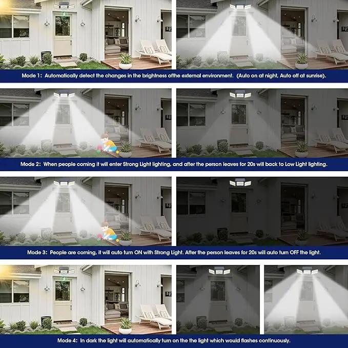Solar Lights Outdoor Waterproof, Motion Sensor & Flood Outdoor Lights with Remote Control, 4 Adjustable Modes, 3000LM & 218 LED, High-Energy-Density Solar Panel-Monocrystalline Technology, 2 Pack by GreenHaven Gardens