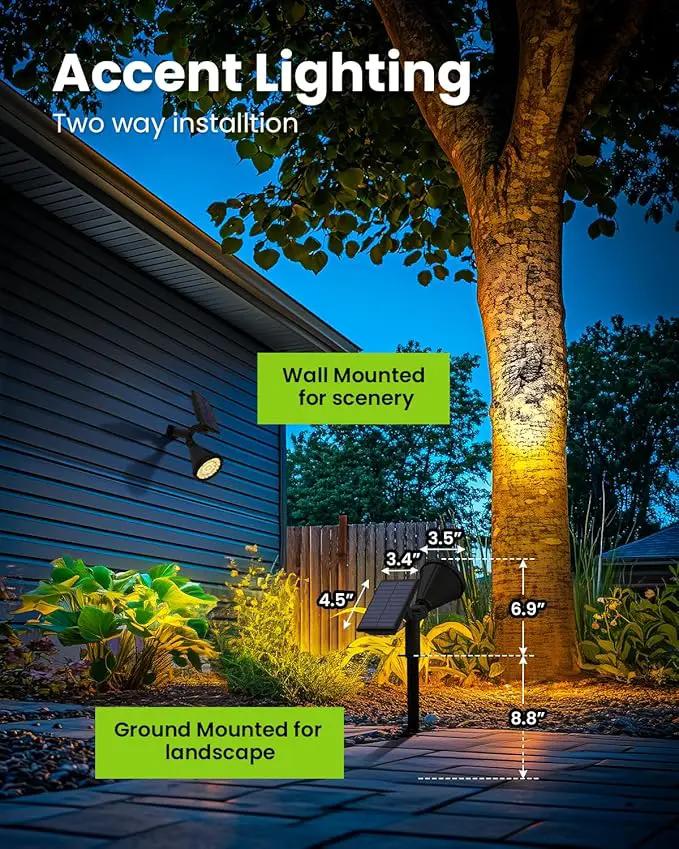 Solar Spot Lights Outdoor, Flag Pole Light Solar Powered Accent Halloween Lights, Waterproof Landscape Spotlights for Tree, House, Yard, Garden, Christmas Decorations-6 Pack Warm White by GreenHaven Gardens