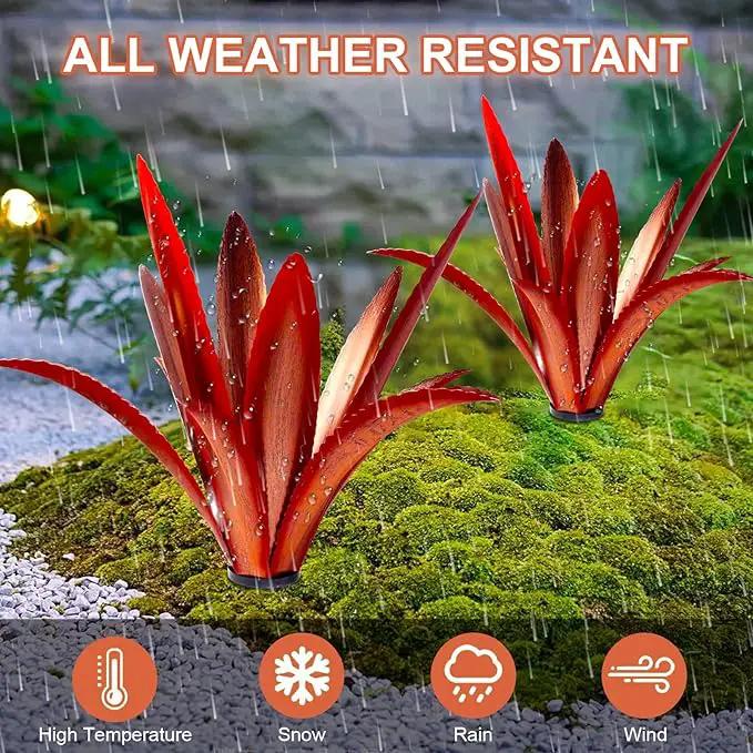 Enlarge Thickened Wind Resistant Metal Agave Garden Art Metal Plant Country Garden Sculpture Statue Outdoor Decoration Agave Metal Plant Courtyard Garden Lawn Ornament Gift (1, 12 Leaves red) by GreenHaven Gardens