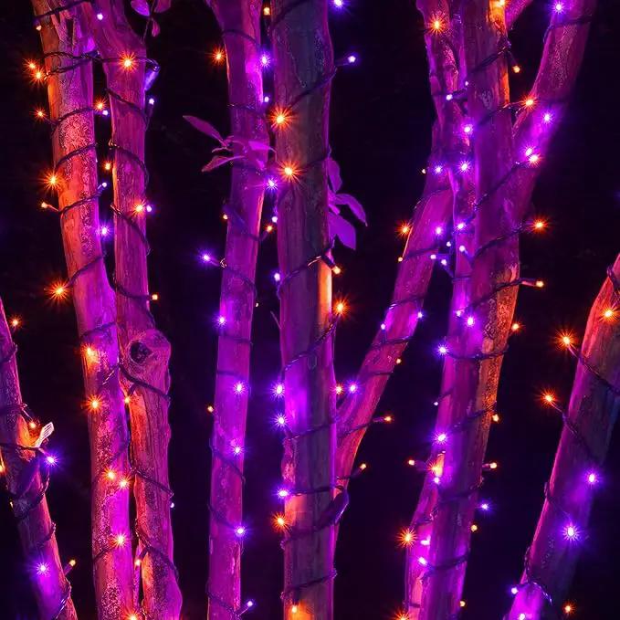 DAZZLE BRIGHT Halloween 300 LED String Lights, 100FT String Lights with 8 Lighting Modes, Halloween Decorations for Party Carnival Supplies, Outdoor Yard Garden Decor (Purple & Orange) by GreenHaven Gardens