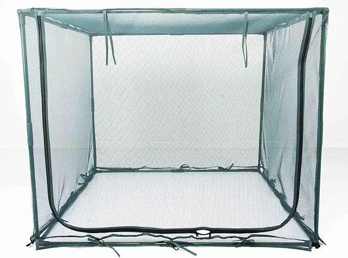 Square 4'x4' Netting Cover 3.3FT Tall Crop Cage Pest Guard Cover for Vegetables Fruits Durable Plant Garden Net with 4 Stakes by GreenHaven Gardens
