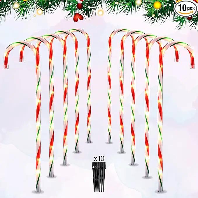 VCOKEN 30'' Christmas Candy Cane Lights Outdoor Pathway, Set of 10 Christmas Candy Cane Markers Decoration, Connectable & Light Up Xmas Holiday Party Yard Art Indoor Outdoor, Red&Green by GreenHaven Gardens