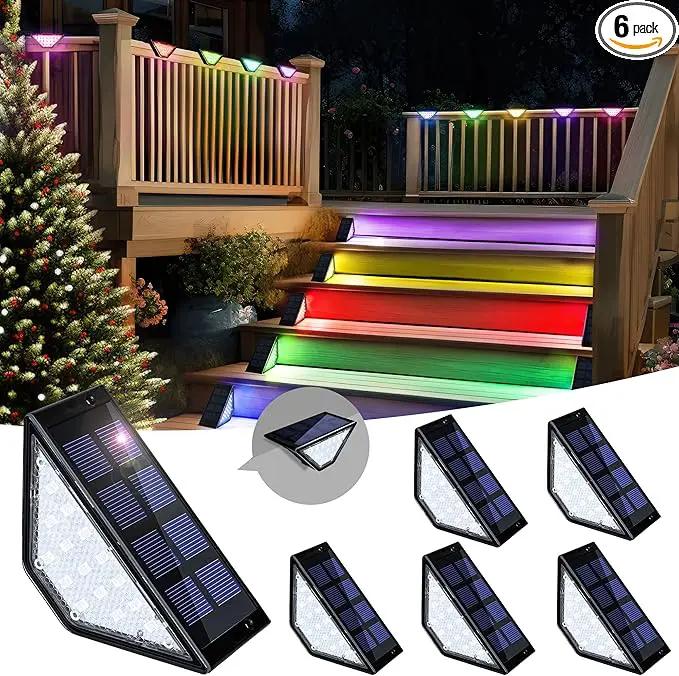 SOLPEX Solar Step Lights for Outside, 24 LEDs Solar Stair Lights Outdoor Waterproof Decor for Porch, Front Door, Stair, Step, Deck, Fence, Balcony, Patio, Wall, Yard, Garden(6 Pack,RGB) by GreenHaven Gardens