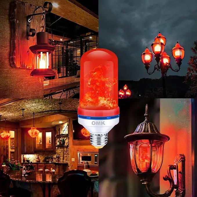 OMK - Christmas Decor LED Flame Effect Light Bulbs - Upgraded 4 Modes Fire Simulated Lamps - Holiday/Christmas Gifts/Party/Indoor/Outdoor Decoration Lights(Red 2) by GreenHaven Gardens