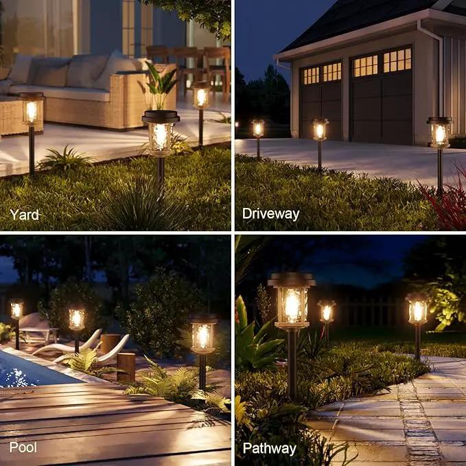 XMCOSY+ Solar Pathway Lights, Dual-Tone Solar Lights Outdoor Waterproof IP65, 20 LM LED Bright Glass Outside Light for Garden Path Yard Walkway Driveway (‎Black & Brown) by GreenHaven Gardens