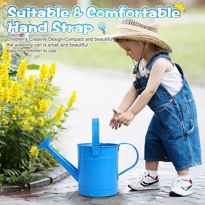 Finderomend Metal Watering Can 1.5L/51oz, Iron Art for Kids, Outdoor Plants Home Office Small Portable Indoor Watering Equipment (Blue) by GreenHaven Gardens