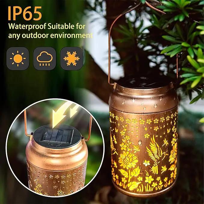 Outdoor Solar Waterproof Lantern Bee Garden Decorative Lights Hanging Solar Lights for Patio, Balcony, Backyard, Porch as Gift for Mom and Grandma (Hummingbird Flowers) by GreenHaven Gardens