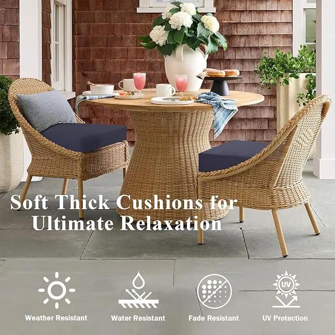 Outdoor Chair Cushions Set of 2, Waterproof Foam Patio Seat Cushions with Ties for Garden Sofa & Dining Furniture, 3-Year Color Fastness, 18x18x3 Inch, Grey by GreenHaven Gardens