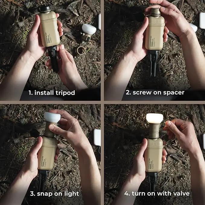 ELECOM NESTOUT Outdoor Camping LED Lantern w/ Mini Tripod, Dimmable USB Powered Soft LED Light, IP44 Water Dust Resistant, 10-350 Lumen, Portable Lamp for NESTOUT Power Bank, Black (LAMP-1) by GreenHaven Gardens