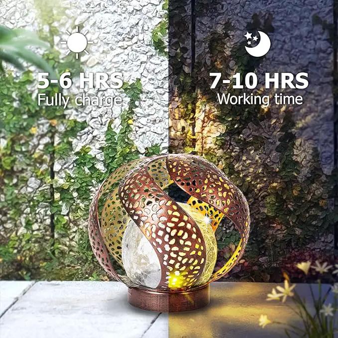 Solar Lights Outdoor - Ramadan Solar Lights for Outside Garden Decor, Hollow Solar Lights with Glass Globe, Solar Lantern Gardening Gifts for Women, Mom, Pathway, Balcony, Tabletop Decoration by GreenHaven Gardens