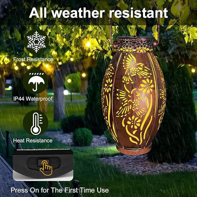 pearlstar 2 Pack Decorative Solar Lantern Lights for Hanging or Table Outdoor Solar Light for Patio Yard Garden Lawn Landscape Lighting Waterproof, Gift for Wamen Men Mom, Warm Lights,Hummingbird by GreenHaven Gardens