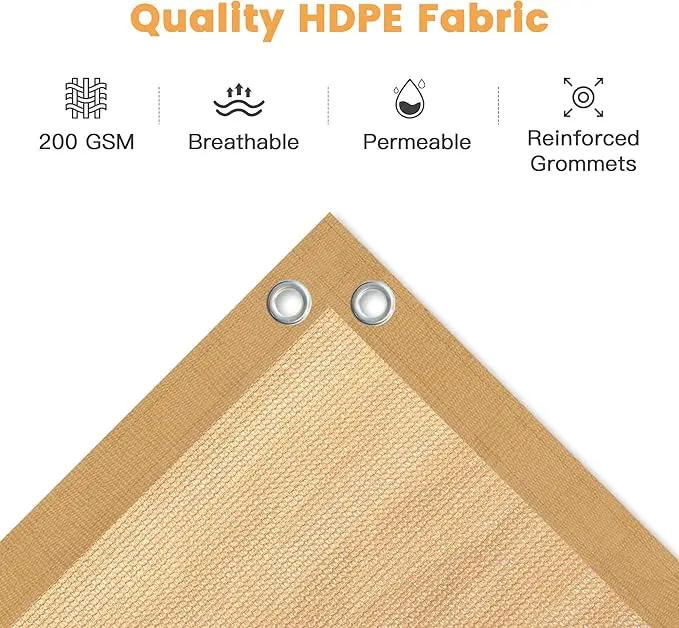 VICLLAX Shade Fabric Sun Shade Cloth with Every 2 FT Grommets for Patio Garden Pergola Cover Canopy 9x9 FT, Wheat by GreenHaven Gardens