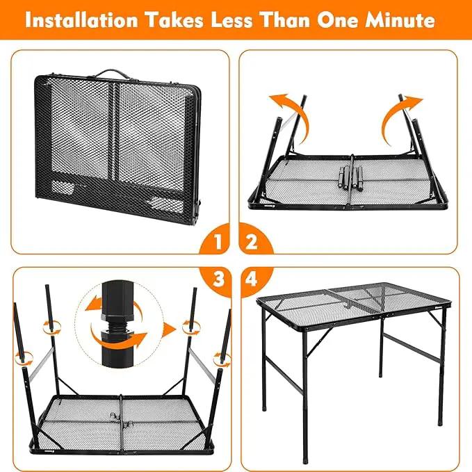 Folding Table, Easy for Storage, Compact and Portable Picnic Table for Grill, Outdoor Camping, Garden, Patio, Dining, BBQ, Party, Market, 3Ft (Medium, Black) by GreenHaven Gardens