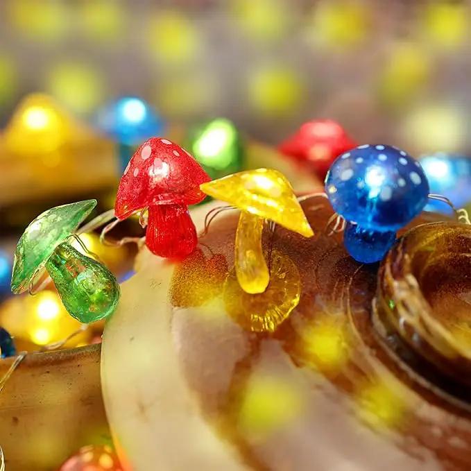 Enchanting 3D Mushroom Solar String Lights - 14ft 40 LED Mushrooms Lights for Outdoor Décor-Solar Fairy Lights for Outside Garden Christmas Spring Summer Décor Balcony Patio Railing Fence by GreenHaven Gardens