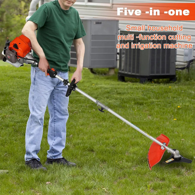 Gas Weed Wacker, 52cc 2-Stroke 5 in 1 Multi-Functional Lawn Mower Hedge Trimmer Pruners Gas Powered Brush Cutter, Weed Eater for Grass and Bush Shipping from US (Red) by GreenHaven Gardens