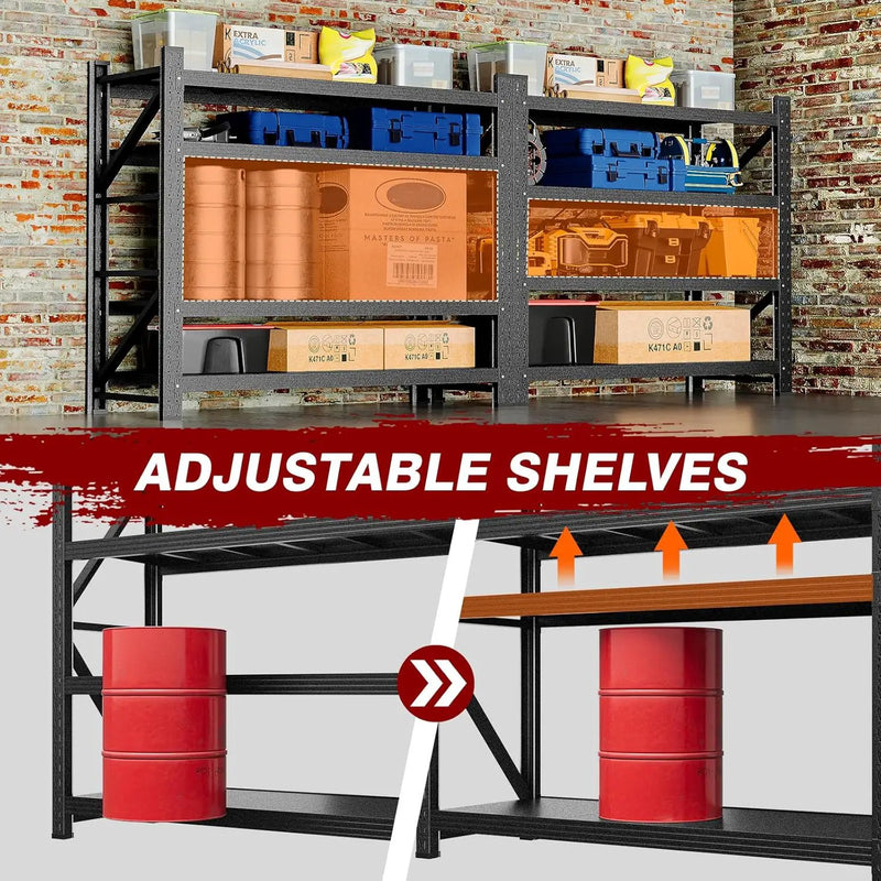3000LBS Metal Steel Storage Shelves - 48" W Black 4 Tier Heavy Duty Rack Commercial Industrial Shelving with Adjustable Shelf for Basement Garage Warehouse Supermarket - 48" W x 24" D x 70" H by GreenHaven Gardens