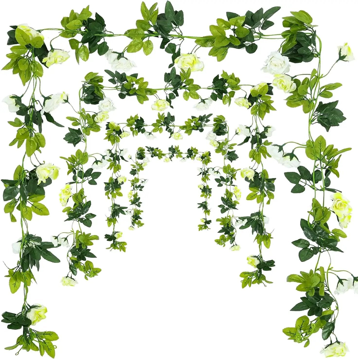 JUSTOYOU 2 Pack (15.8FT) Fake Rose Garland, Artificial Rose Vines Flowers Hanging Silk Rose Vine Wedding Home Backdrop Party Arch Arrangement Decoration by GreenHaven Gardens