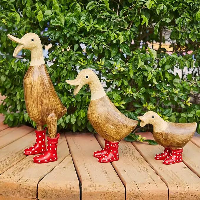 GUTE Duck Yard Decorations Yard Art Garden Puddle Ducks with Spotted Wellies Boots, Set of 3 - Garden Decor Statues, Duck Figurine Statue - Waterproof Indoor & Outdoor Lawn Gnome Ornament by GreenHaven Gardens