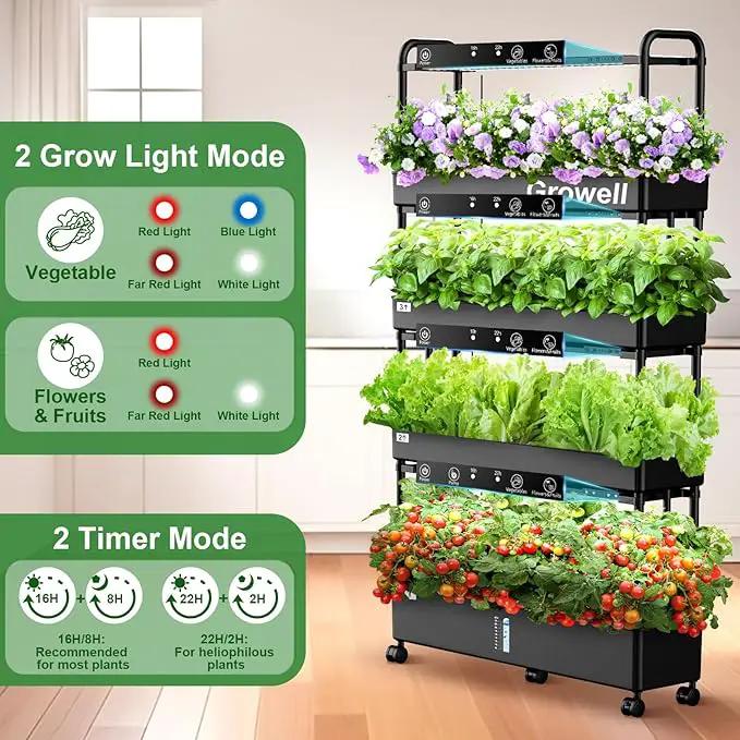 Growell Large Hydroponics Growing System Kit, 120 Pods Vertical Hydroponic Garden with 2 Light Modes Grow Light, Auto Circulating Water System, 48L Indoor Gardening System for Herb Vegetable Fruit by GreenHaven Gardens