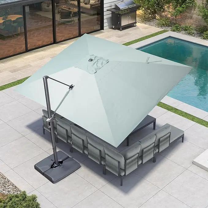 PURPLE LEAF 10' X 13' Rectangle Patio Umbrella Outdoor Large Aluminum Cantilever Umbrella with 3-Year Fade Resistance Recycled Fabric and 360-degree Rotation for Deck Pool Garden, Mint Green by GreenHaven Gardens